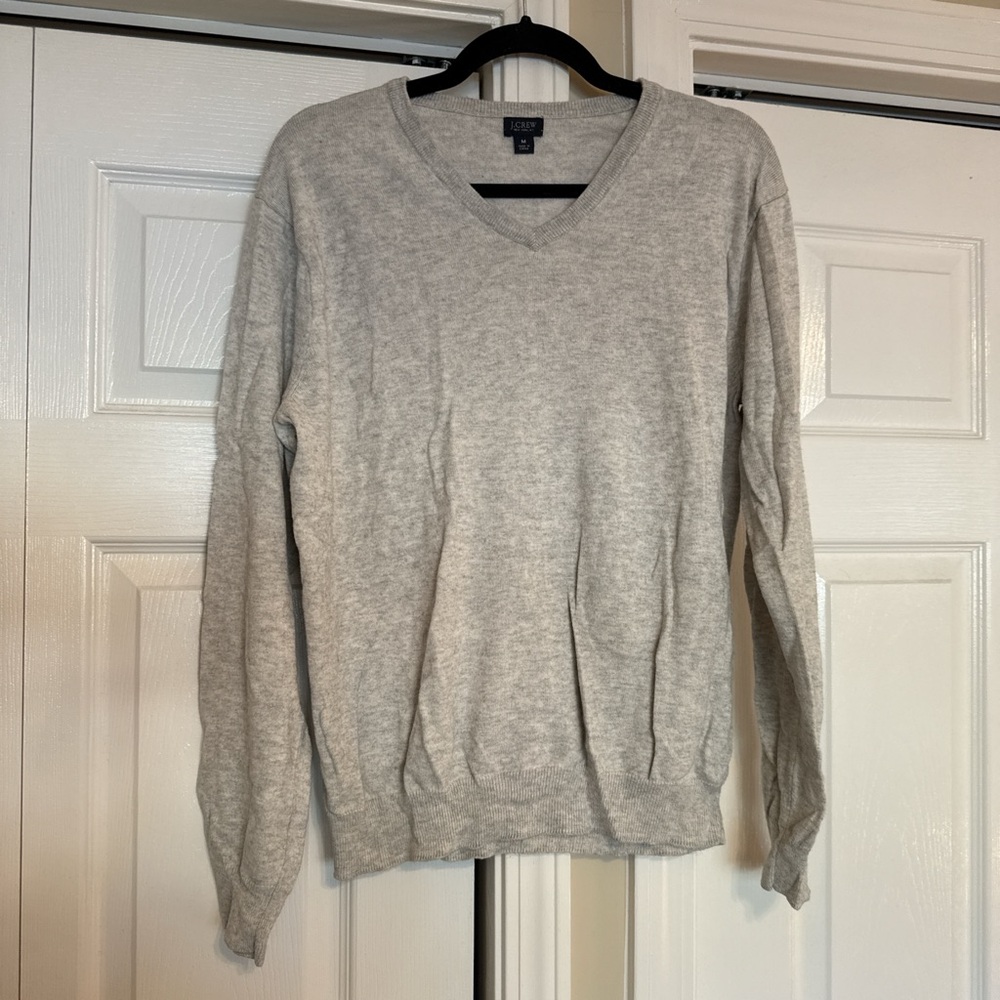 J. Crew Light Gray V-Neck Sweater